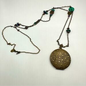 ORNAMENTAL THINGS Locket Long Necklace Star Stars Boho Antique Brass